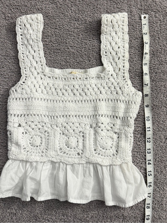 Rebellion Tops - Rebellion White Crochet Peplum Tank Top